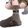 Estilo Étnico Otoño/Invierno Estilo Fair Isle Retro Japonés Ins Estudiante Moderno Calcetines Hasta el Muslo Adelgazantes Versátiles Femeninos Calcetines de Media Pantorrilla