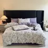 Comércio Exterior Transfronteiriço Conjunto de Jacquard de Quatro Peças Original Linho Algodão Retrô Linho Lavado Gaze Amassada Estampada Conjunto de Três Peças para Dormitório Estudantil