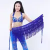 Corrente de Cintura para Dança do Ventre Nova Camada Quádrupla de Lantejoulas Franja Selo de Cintura Dança Indiana Performance Prática Renda Toalha de Quadril Saia Toalha de Cintura