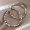 Pendientes de Círculo Geométrico con Aguja de Plata S925 para Mujer de Alta Gama Ligeramente Lujosos Distintivos Anillo Grande para la Oreja Pendientes de Aro en C Exagerados de Celebridad Cibernética Ins