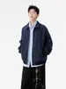 Cleanfit Retro Americano Azul Marinho Tendência Piloto Street Jaqueta de Algodão Jaqueta Curta de Baseball