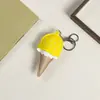 Chaveiro Versátil de Couro com Pingente de Sorvete Casquinha de Sorvete Fofo para Bolsa, Chaveiro, Capa de Celular, Capa de Fone de Ouvido