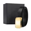 Cinturón de Acero Inoxidable para Hombre con Hebilla Automática, Estilo Oficina de Gama Alta, Negro con Patrón de Búfalo Capa Superior, Venta al por Mayor desde Fabricante