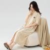 Bata de Noche de Algodón Puro para Mujer Primavera y Otoño Manga Larga Holgada Talla Grande Dividida Larga Por Encima de la Rodilla Ropa de Abrigo Cárdigan Ropa para el Hogar