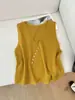 Colete Tricot Assimetrico Gola V com Botões Primavera, Verão, Outono 2026