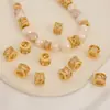 Collar Pulsera de Perlas Conserva Color Chapado en Oro 18K Cuentas Espaciadoras Accesorios de Joyería Hechos a Mano Bricolaje Materiales Cruz Zirconia Cuentas de Barril