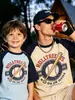 Camiseta de manga corta estilo americano Yupai personalizada, diseño impreso, para padres e hijos, estudiantes, corte holgado, moderna, raglán, personalización
