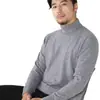 Suéter de lana para hombre con cuello alto, jersey, manga larga, cálido, color liso, casual de otoño e invierno, camiseta base de cachemira