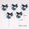 Toppers Decorativos de Bolo da Moda Kuromi Série Preto e Rosa para Decoração de Mesa de Sobremesa de Aniversário de Meninas Cartões Inseridos