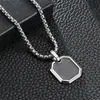 Colar Geométrico de Aço Inoxidável Transfronteiriço com Pingente Preto Epóxi Design de Nicho Quadrado Ins para Suéter Colar Atacado Masculino