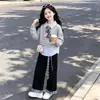 Moda Divertida para Meninas Mais Velhas: Conjunto de Moletom com Patchwork Xadrez e Calça Larga Casual para Primavera e Outono de 2026