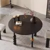 Mesa Redonda de Comedor y Sillas Estilo Francés Vintage de Madera Maciza, Mesa Redonda de Diseñador Creativo, Estilo de Mediados de Siglo para Apartamentos Pequeños, Mesa de Comedor de Madera Natural