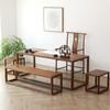 Full Solid Wood Novo Estilo Chinês Preto Nogueira Mesa de Chá Nórdico Zen Tea Room Kung Fu Combinação de Mesa de Chá Longa