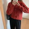 Suéter vintage con hebilla de cuerno y solapa para mujer, cárdigan estilo coreano para otoño e invierno, nuevo abrigo holgado de punto estilo occidental para mujer