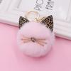 Chaveiro com pingente de pelúcia de gato com orelhas de leopardo bolsa escolar bolsa de bagagem acessórios de pelúcia de gatinho fofo