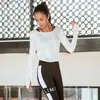 Top de Yoga com Tiras para Mulheres, Camisa de Corrida e Yoga de Manga Longa, Camiseta Bonita de Manga Longa com Costas Cruzadas, Roupa de Yoga Respirável 206013