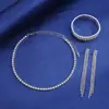 Colar Novo Estilo Europeu e Americano para Mulheres, Brincos de Strass Simples e Versáteis, Pulseira, Acessórios de Strass Brilhantes com Personalidade Hip-Hop Estilo de Rua