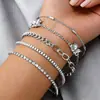 Pulsera de Cadena Cruzada de Viento Frío con Temperamento de Joyería Caliente Transfronteriza Combinación de Cadena de Mariposa y Diamante Distintiva 5 Piezas