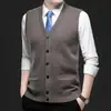 Chaleco de Punto para Hombre Cárdigan Espalda Abierta Ropa Casual Holgada para Personas Mayores Chaleco sin Mangas Suéter para Hombre Otoño