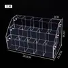 *Portaplumas de acrílico, expositor de tarjetas, organizador de papelería, caja de almacenamiento de rejilla redonda para bolígrafos y lápices, rejilla inclinada, expositor trapezoidal
