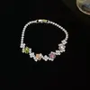 Pulsera de Mariposa y Flor de Circonita Super Brillante Estilo Coreano, Sensación de Lujo Ligero y Gama Alta, Moda de Nicho, Accesorio de Mano Versátil para Mujer