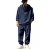 Conjunto de moletom com capuz e calça jogger de linho respirável, casual, versátil, moda masculina, pronto para envio transfronteiriço da fábrica