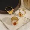 Anillo de Luz Circular Tyna Europeo y Americano de Acero Inoxidable Lujo Alta Calidad Transfronterizo Anillo de Piedra Natural Anillo de Apertura de Amor Joyería de Mano para Mujeres
