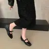 Zapatos Mary Jane Cuadrados de Tacón Interior Estilo Francés para Mujer 2026 Nuevos Zapatos de Verano/Otoño de Boca Baja sin Cordones Zapatos Pequeños de Piel Negros