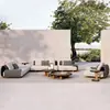 Cuerda de cáñamo tejida sofá casual para exteriores mesa de café silla de ratán sofá patio al aire libre impermeable exterior sofá moderno para exteriores mesa de café