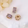 Color Oro 14K Conservación del Color Doble Capa Circonia Agujero Grande Cristal con Cuentas Cuentas Barril Cuentas Espaciadoras Pulsera Collar DIY Accesorios de Joyería