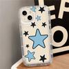 Capa de celular azul e preta com estrela para Apple 14 iPhone15pro Capa protetora XR transparente 11 feminina 13 Air Cushion