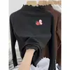 Camiseta Térmica Base para Niñas para Primavera, Otoño e Invierno 2025, Nueva Camiseta Cálida Infantil con Borde Fruncido, Top Elegante Ins