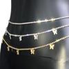 Moda Transfronteriza Pedrería Artificial Joyería Corporal Mariposa Cadena de Cintura para Mujer Cadena para Ombligo de Mariposa Linda Cadena para Cintura de Bikini