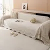 Funda de sofá de chenilla estilo crema, apta para todas las estaciones, manta de sofá de una pieza de cobertura total, antiarañazos de gato