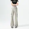 Pantalones de Trabajo de Secado Rápido para Mujer 2026 Nuevo Estilo de Verano Petite Pantalones Jogger de Cintura Alta Pantalones Casuales Americanos de Pierna Ancha para Mujer