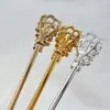 Horquilla de Flor de Aleación Estilo Chino Brote Antiguo DIY Accesorio para el Cabello Hanfu Accesorios para Horquillas Adorno para el Cabello Galvanizado