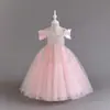 Vestido para Meninas de Alta Qualidade Europeu e Americano Performance de Piano Apresentadora Vestido Infantil Florista Lantejoula Poncho Vestido de Princesa