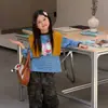 Camiseta Interior Básica Suelta Estilo Coreano Nueva Otoño 2026 para Niñas, Top Rayado Infantil, Camiseta de Manga Larga de Dibujos Animados para Bebé