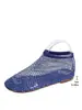 Zapatos de Malla Plana de Talla Grande Transfronterizos Sandalias de Verano Nuevas con Punta Redonda Botines Cortos Calados Incrustados con Diamantes Listos para la Venta