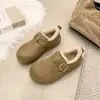 Sapatos Birkenstock com Veludo Sapatos Femininos 2026 Novo Estilo Outono e Inverno Mocassins Quentes Slip-on Botas de Neve Mocassins de Algodão