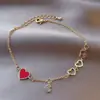 Amazon Transfronterizo Estilo Cojín Versátil Corte Diamante Corazón Rojo Pulsera para Mujeres Diseño de Moda Joyería para Mejores Amigas