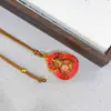 Joyería Chapada en Oro con Incrustaciones de Diamantes, Colgante de Calabaza Hueca de Filigrana Giratoria, Cadena para Suéter Colgante de Estilo Chino Nuevo de Imitación de Oro de Nicho