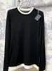 Camisa Base de Alta Qualidade Yangtze Yarn Lã Ultrafina 100% Ponto 16 com Design de Cor Contrastante na Gola e na Barra, Top Confortável