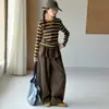 Conjunto de Niña 2026 Primavera y Otoño Nuevo Estilo Coreano Top Rayado Pantalones Anchos Holgados Conjunto de Dos Piezas a la Moda