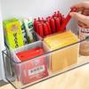 Caja de almacenamiento transparente de estilo japonés con puerta lateral para refrigerador, escritorio, papelería, cosméticos, caja de almacenamiento de pared
