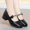 Sapatos Mary Jane para Mães Couro Macio Solado Macio Cabedal Macio Estilo Primavera/Outono 2026 Laço Elegante Versátil Sapatos Femininos de Salto Baixo Sapatos de Couro