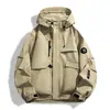 Jaqueta corta-vento com capuz estilo workwear Nova Várias Cores Disponíveis Caimento Amplo com Ombros Caídos Roupa Diária para Estudantes ao Ar Livre