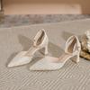 2024 Nuevos zapatos de tacón alto puntiagudos para mujer, zapatos de tacón grueso con punta hueca y cerrada, zapatos de una sola capa, sandalias cómodas para mujer que combinan con todo