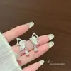 Pendientes de Mariposa Blanca Súper Hada con Circonita Blanca y Ojo de Gato para Mujer, Pendientes Simétricos de Estilo Hada Nicho de Alta Gama Tendencia Estilo Coreano