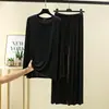 Conjunto de loungewear para mujer de modal con cuello redondo y manga larga, casual, talla grande, pijama ligero que se puede usar como ropa exterior, conjunto de dos piezas de corte holgado